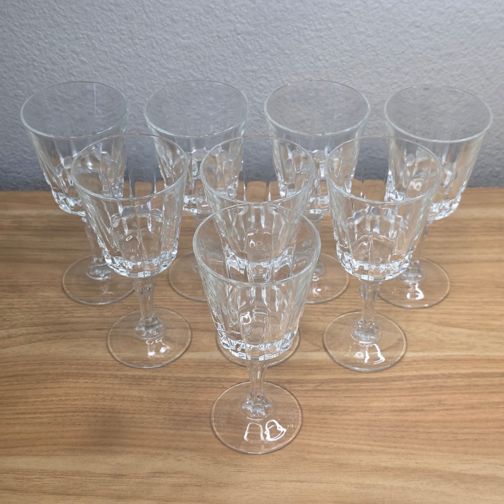 Vintage Cristal D'Arques Durand Chantelle‎ Claret Wine Glass Goblet Set of 8